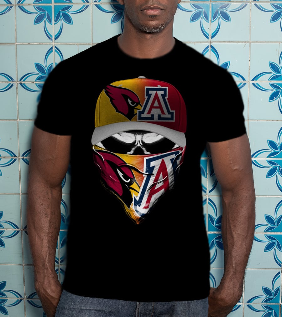 Arizona Cardinals And University Of Arizona Wildcats Fan Mask 'Skum 031' T-Shirt