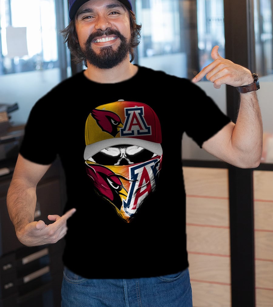 Arizona Cardinals And University Of Arizona Wildcats Fan Mask 'Skum 031' T-Shirt
