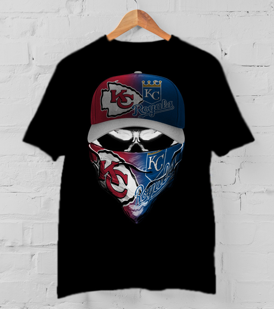 Kansas City Chiefs Royals Skull Mask Logo Mashup T-Shirt