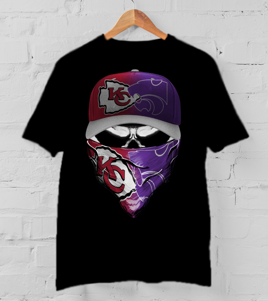 Kansas City Chiefs Kansas State Wildcats Fan Skull Mask T-Shirt