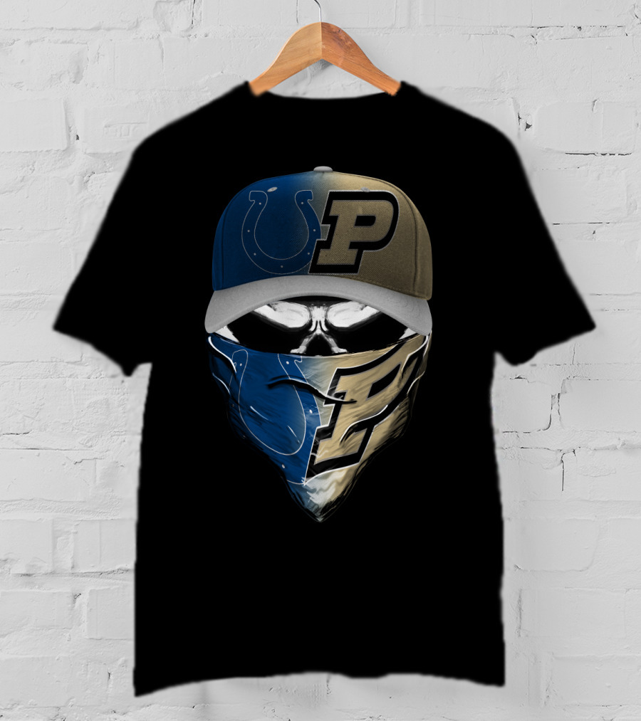 Indianapolis Colts Purdue Boilermakers Skull Mask Skum T-Shirt