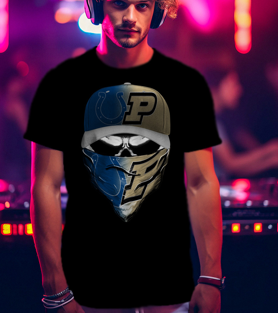 Indianapolis Colts Purdue Boilermakers Skull Mask Skum T-Shirt