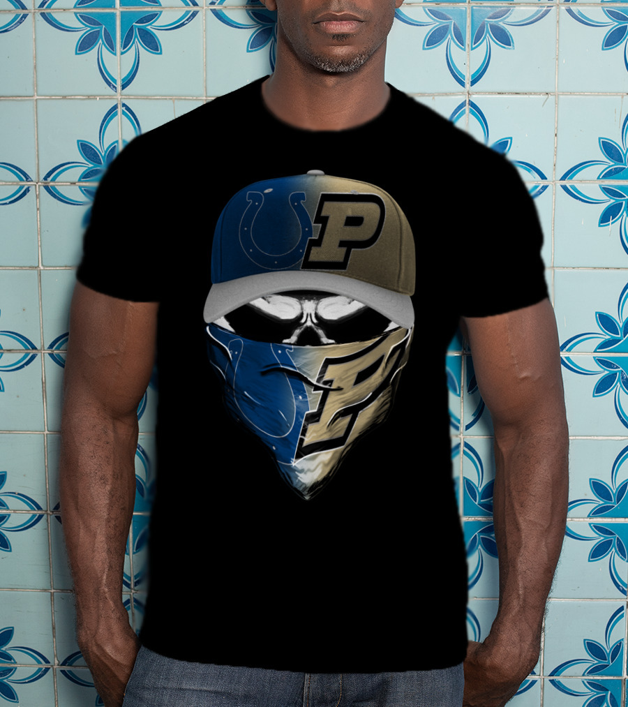 Indianapolis Colts Purdue Boilermakers Skull Mask Skum T-Shirt