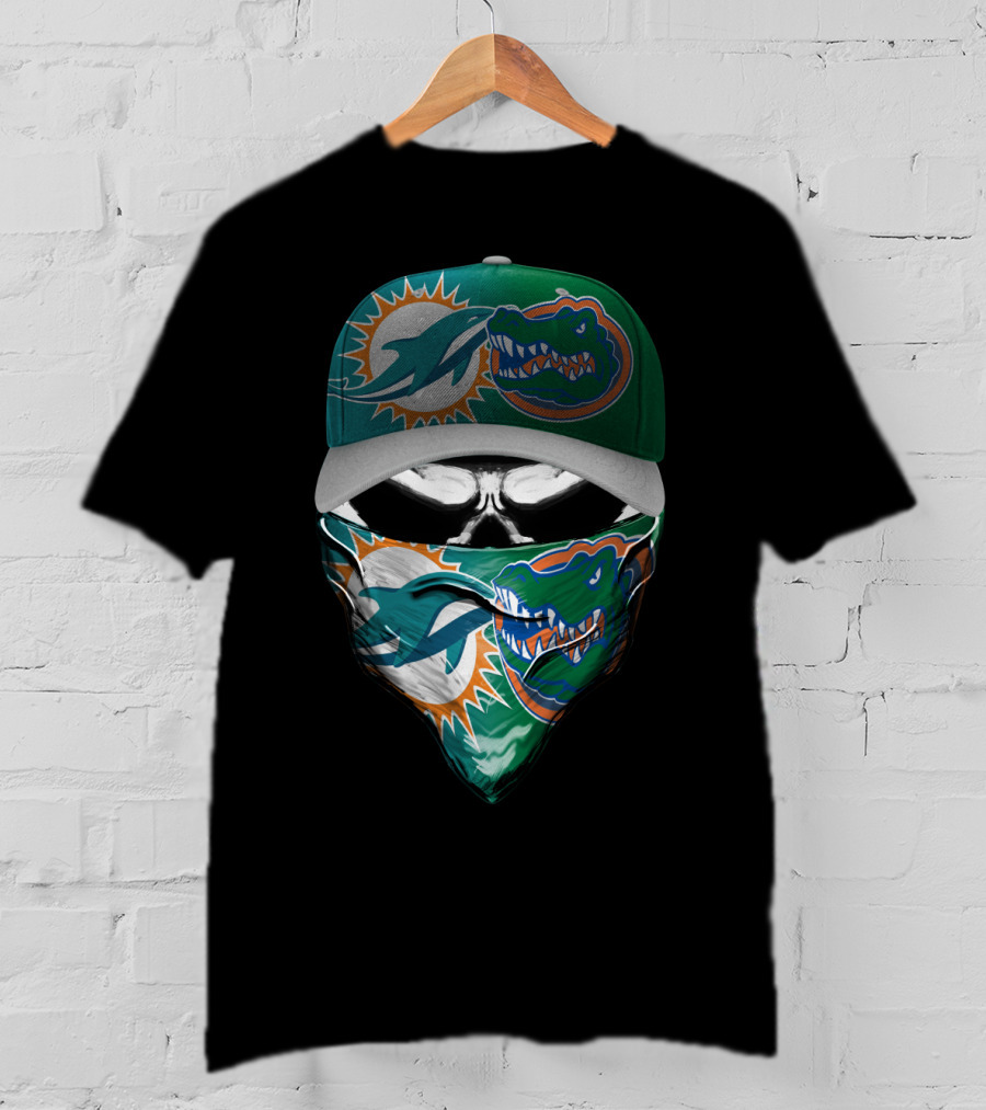 Miami Dolphins Florida Gators Skull Cap Bandana T-Shirt
