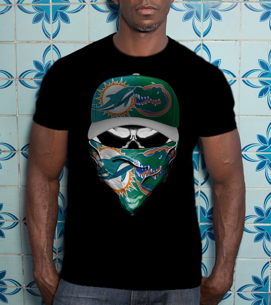 Miami Dolphins Florida Gators Skull Cap Bandana T-Shirt