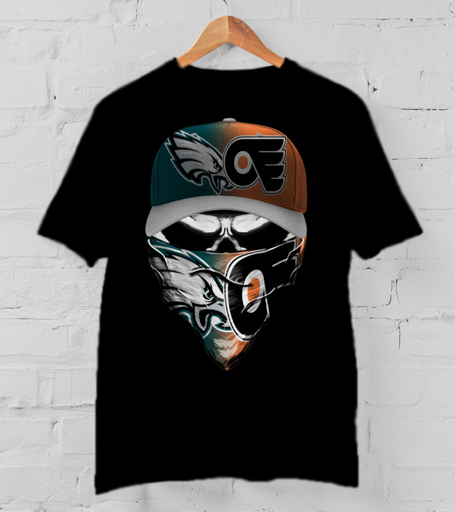 Philadelphia Eagles Flyers Fan Mask Hat Dual T-Shirt