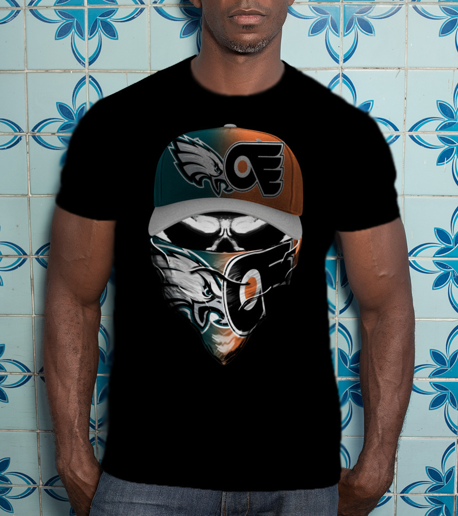Philadelphia Eagles Flyers Fan Mask Hat Dual T-Shirt