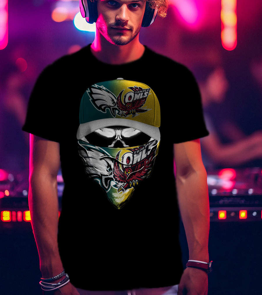 Eagles Temple Owls Skull Mask Fan Gear T-Shirt