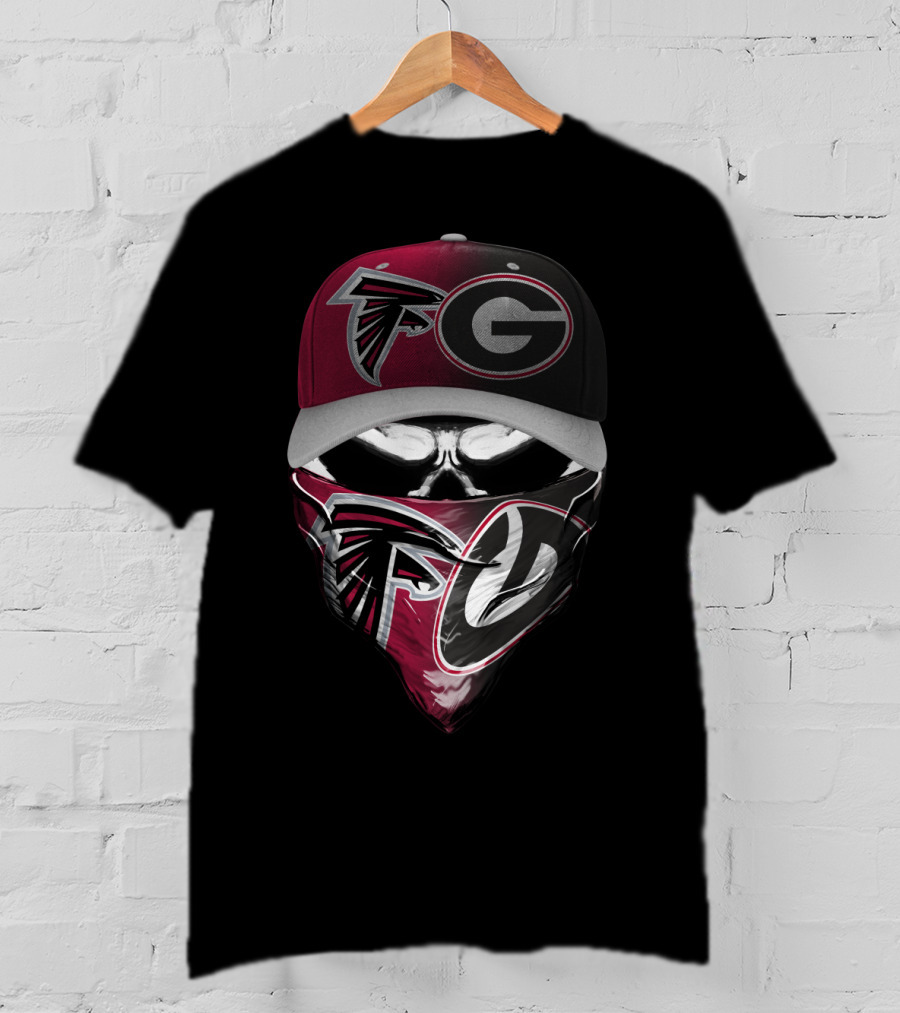 Falcons Georgia Bulldogs Skull Bandana Cap Combo T-Shirt