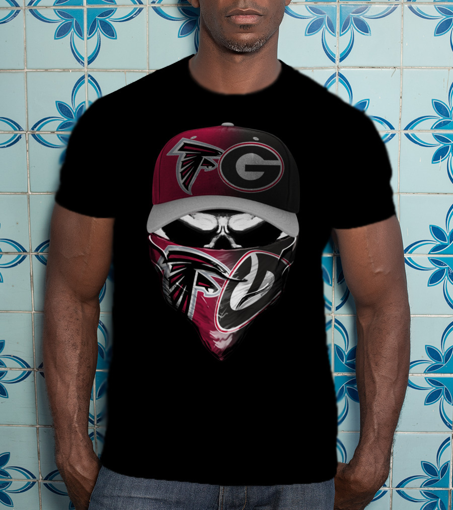 Falcons Georgia Bulldogs Skull Bandana Cap Combo T-Shirt