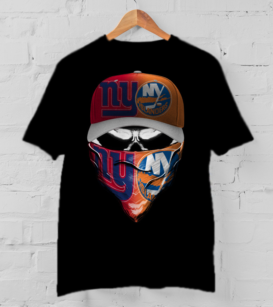 Ny Giants Ny Islanders Skull Mask Combo T-Shirt