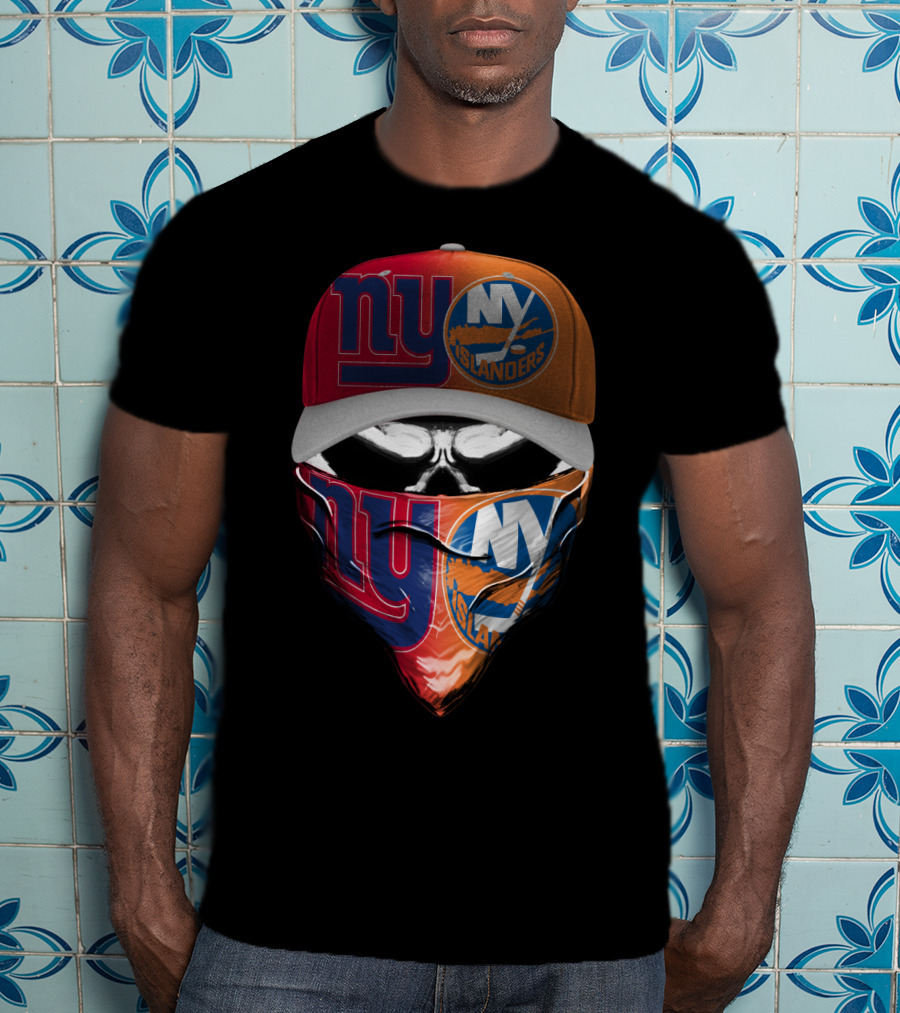 Ny Giants Ny Islanders Skull Mask Combo T-Shirt