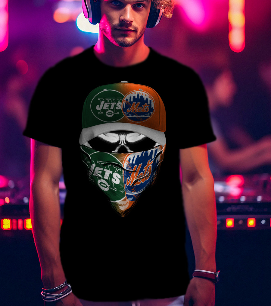 Ny Jets Ny Mets Skull Face 069 T-Shirt