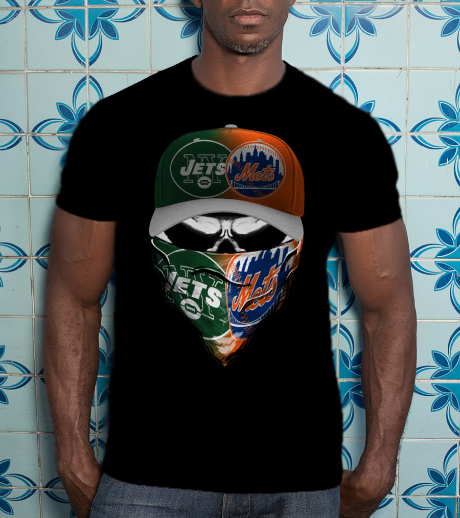 Ny Jets Ny Mets Skull Face 069 T-Shirt