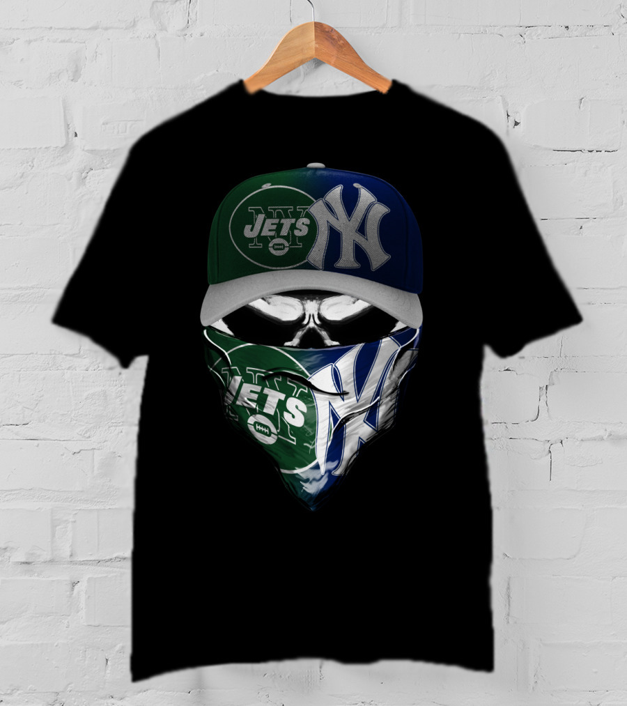 New York Jets Yankees Skull Mask T-Shirt