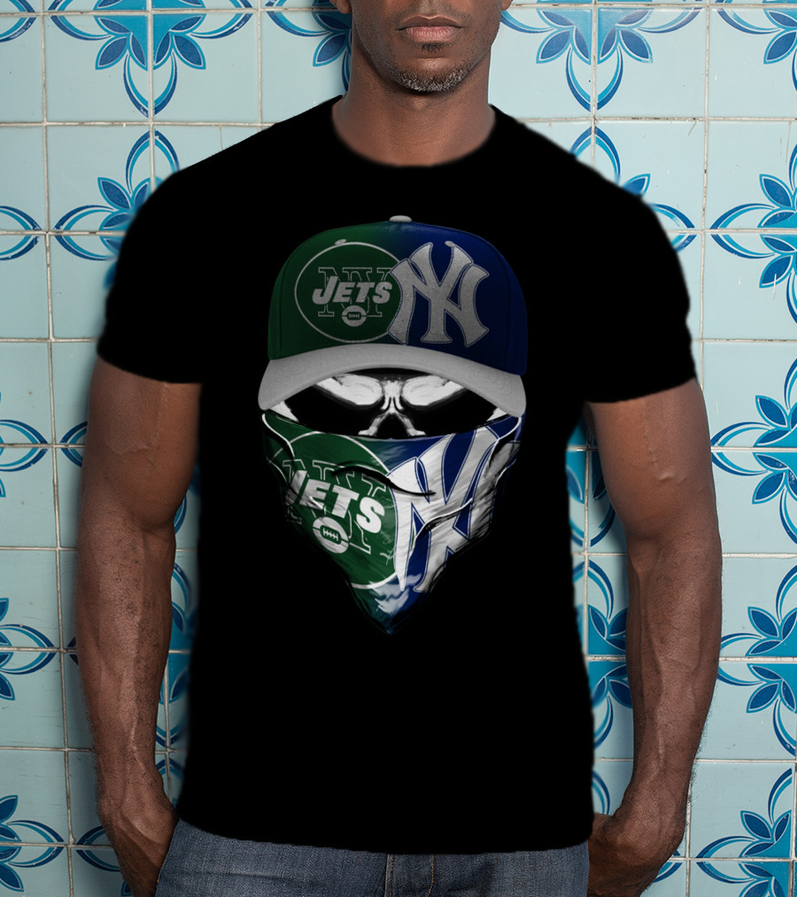 New York Jets Yankees Skull Mask T-Shirt