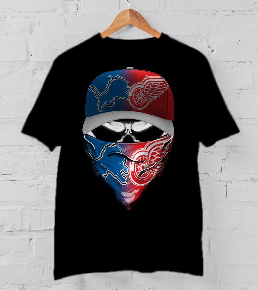 Detroit Lions Red Wings Fusion Hat And Bandana T-Shirt
