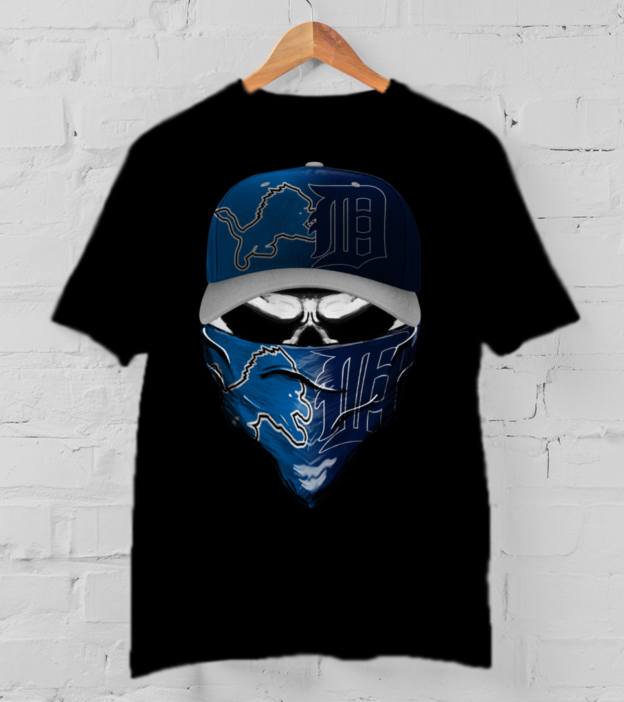 Detroit Lions Face Cover And Cap T-Shirt