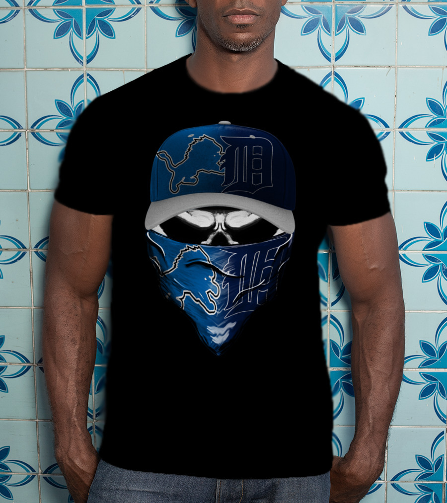 Detroit Lions Face Cover And Cap T-Shirt