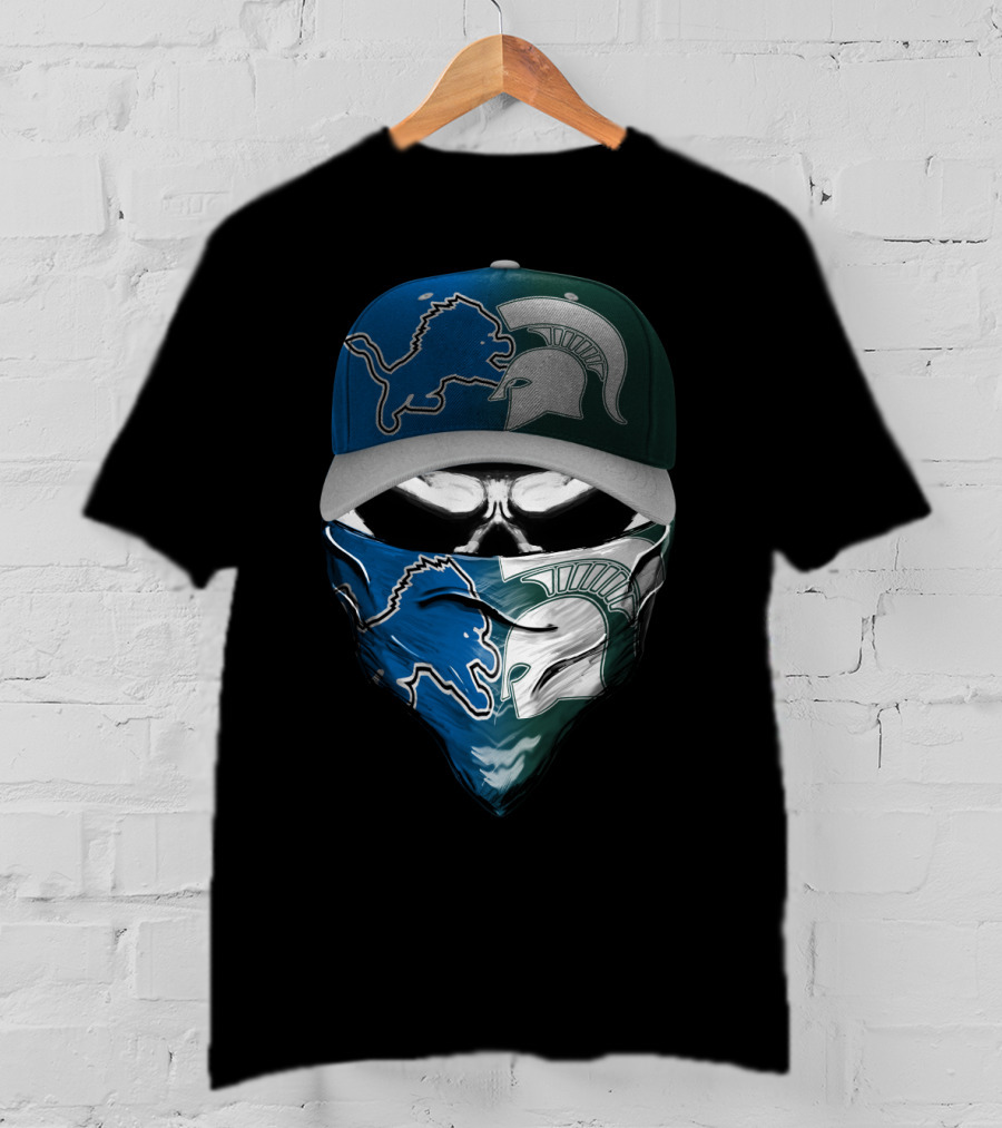 Detroit Lions Spartan Skull Skum 076 T-Shirt