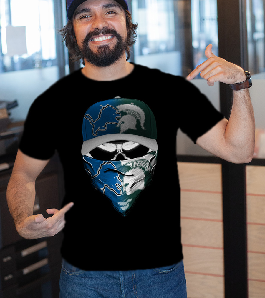 Detroit Lions Spartan Skull Skum 076 T-Shirt