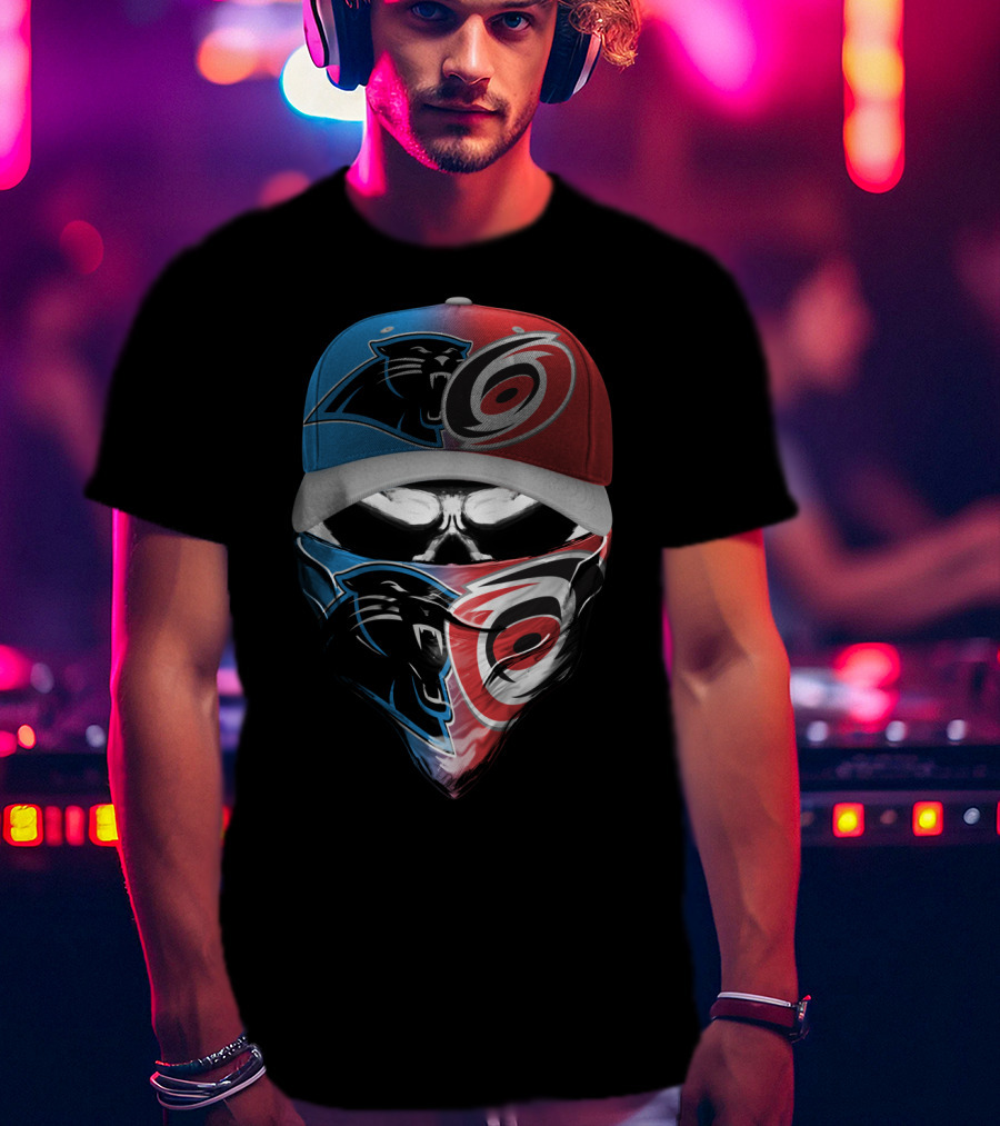 Carolina Panthers Hurricanes Dual Face Mask Hat Design 081 T-Shirt