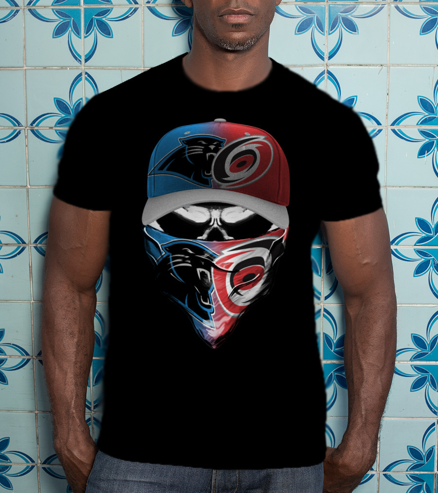 Carolina Panthers Hurricanes Dual Face Mask Hat Design 081 T-Shirt