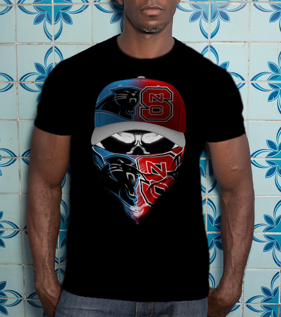 Carolina Panthers Nc State Wolfpack Skull Mask T-Shirt