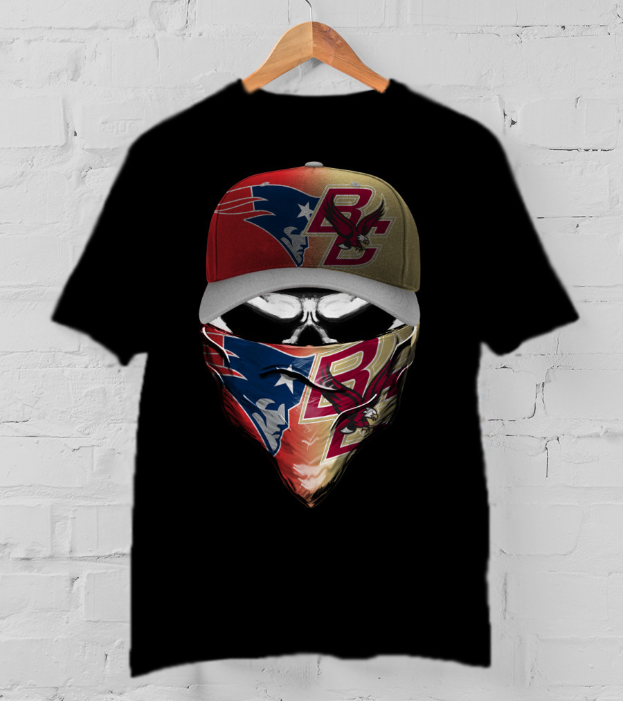 New England Patriots Bc Eagles Skull Mask Combo T-Shirt