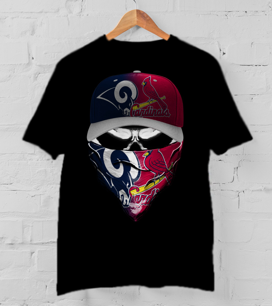 Rams Cardinals Split Logo Hat Mask Skum 100 T-Shirt