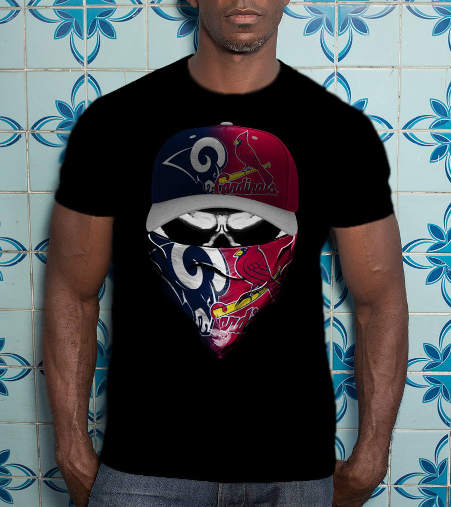 Rams Cardinals Split Logo Hat Mask Skum 100 T-Shirt