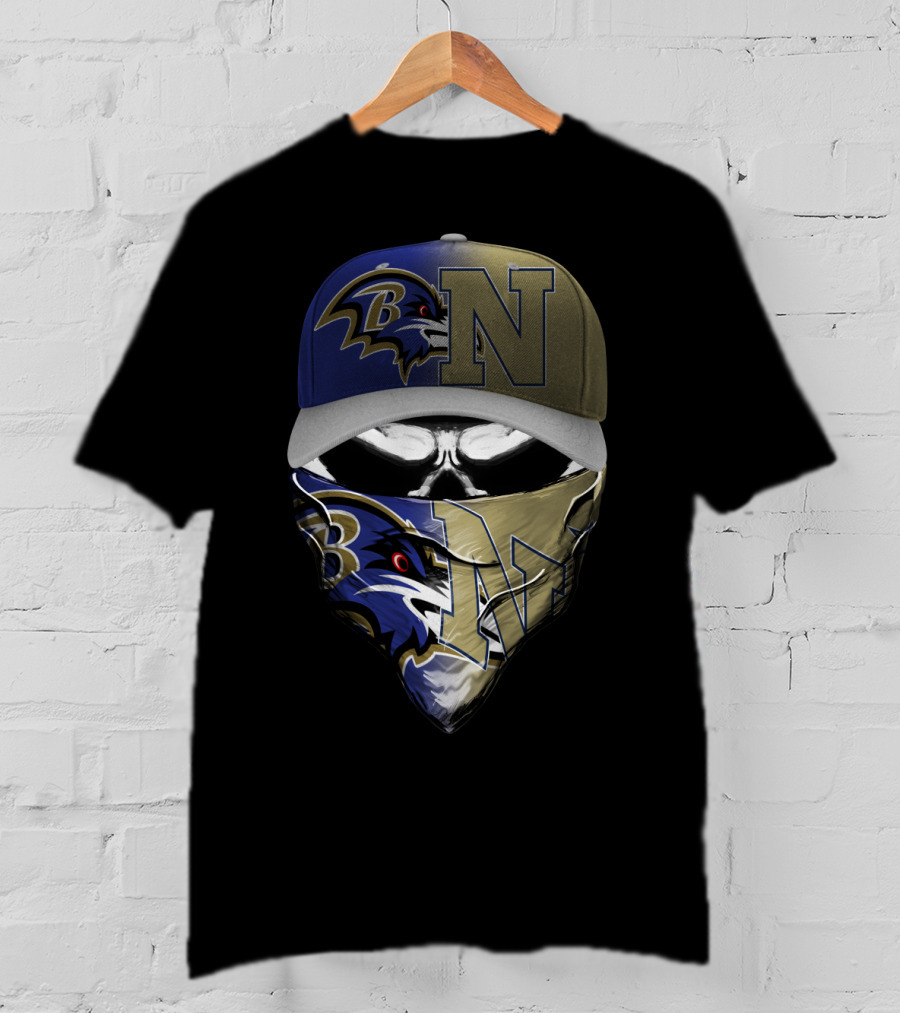 Ravens Skull Face Bandana Hat Baltimore T-Shirt