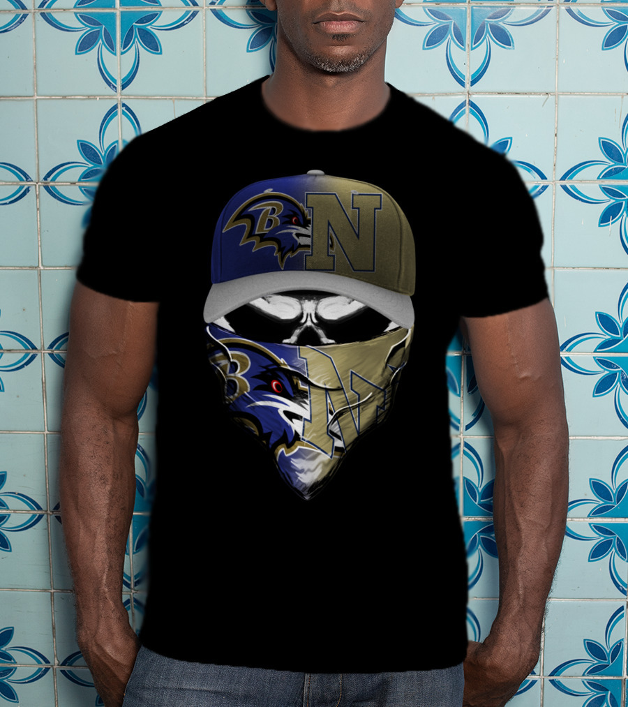 Ravens Skull Face Bandana Hat Baltimore T-Shirt