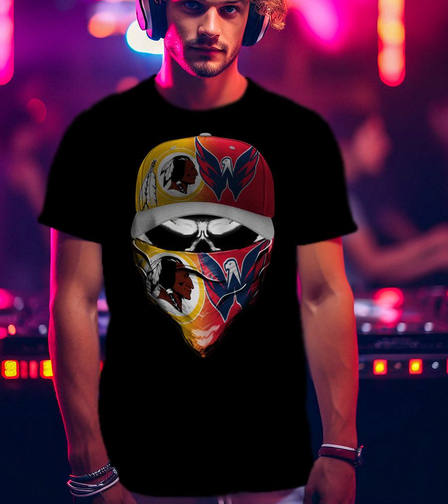 Washington Redskins And Capitals Face Covering Combo T-Shirt