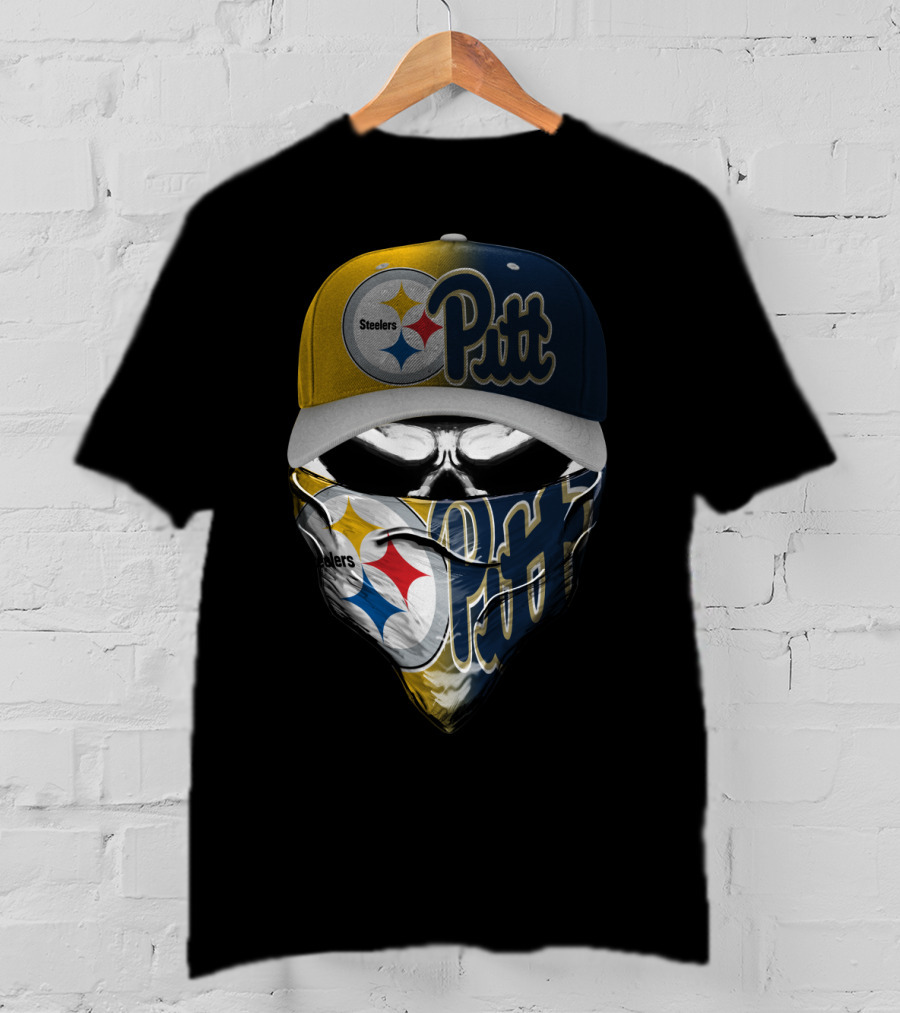 Steelers Pitt Skull Mask Cap T-Shirt