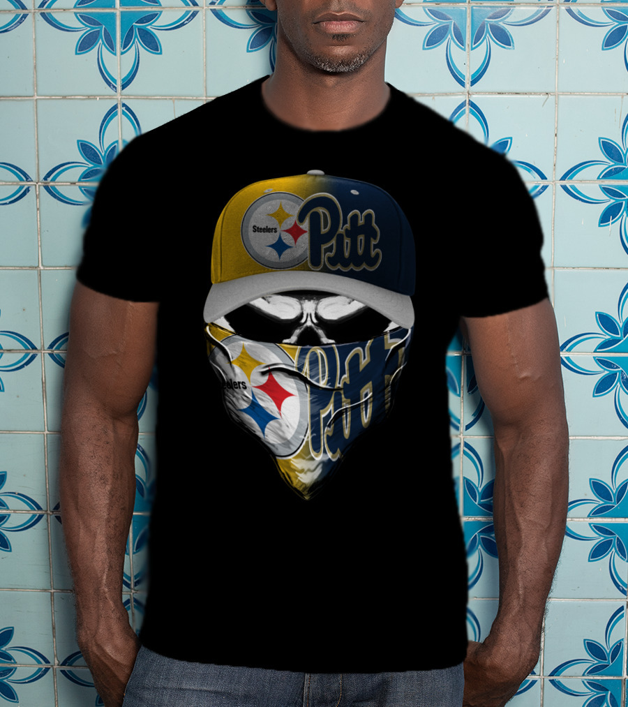 Steelers Pitt Skull Mask Cap T-Shirt