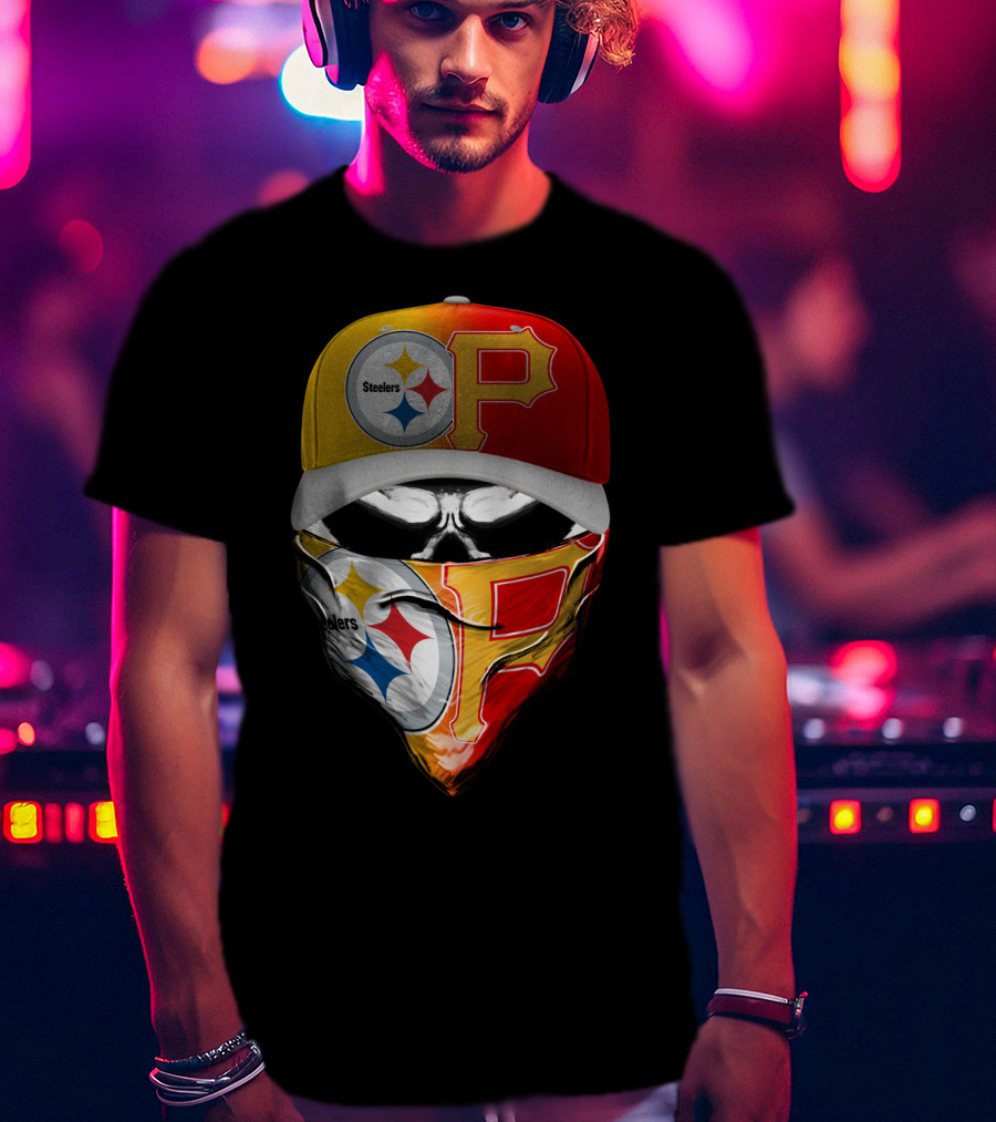 Steelers Pirates Crossover Baseball Cap Bandana Combo T-Shirt