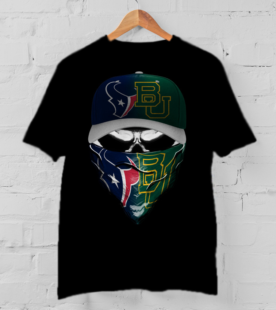 Houston Texans Baylor University Fan Mask Skull T-Shirt