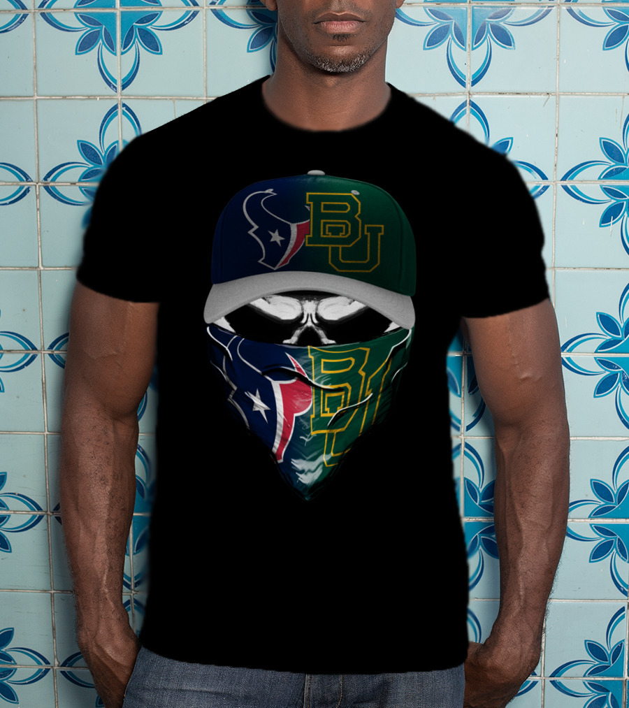 Houston Texans Baylor University Fan Mask Skull T-Shirt