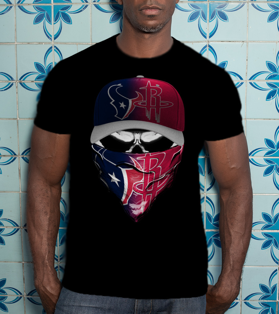 Houston Texans Rockets Combo Skull Bandana Hat T-Shirt