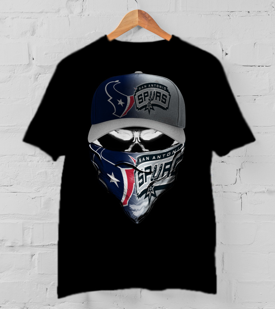 San Antonio Spurs And Houston Texans Skull Mask Combo T-Shirt