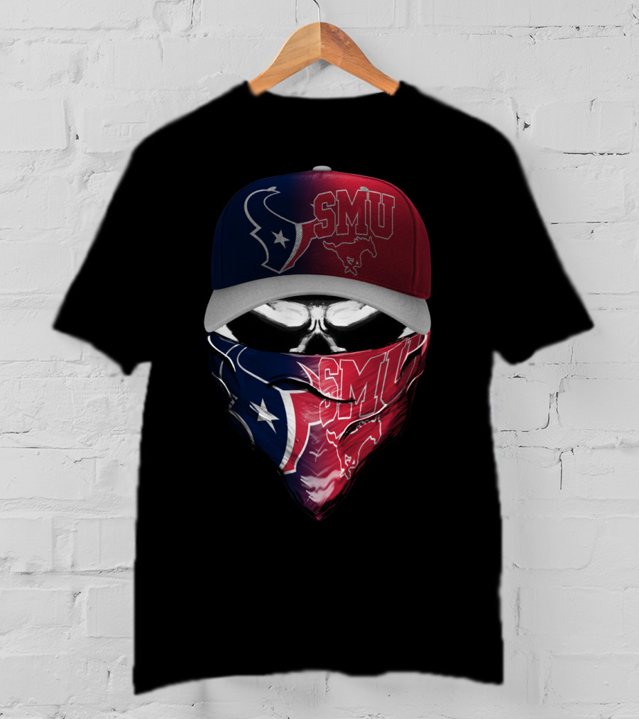 Smu Texas Football Skull Mask Houston Texans T-Shirt