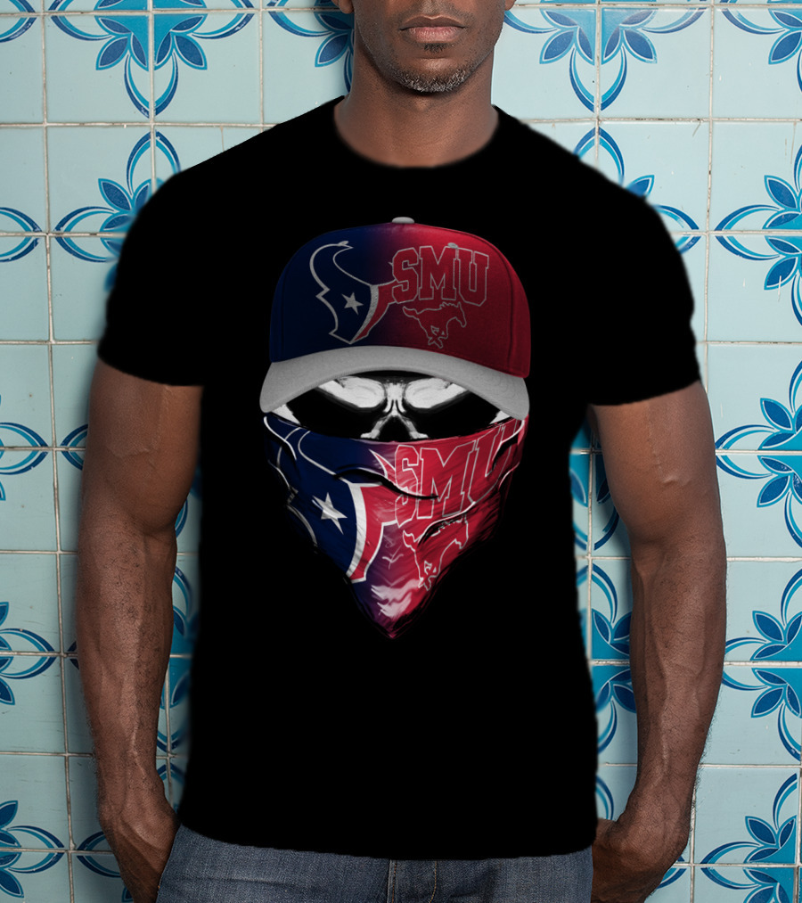 Smu Texas Football Skull Mask Houston Texans T-Shirt