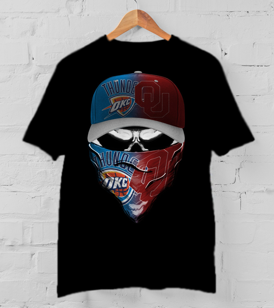 Thunder Okc Ou Cap And Bandana Combination T-Shirt