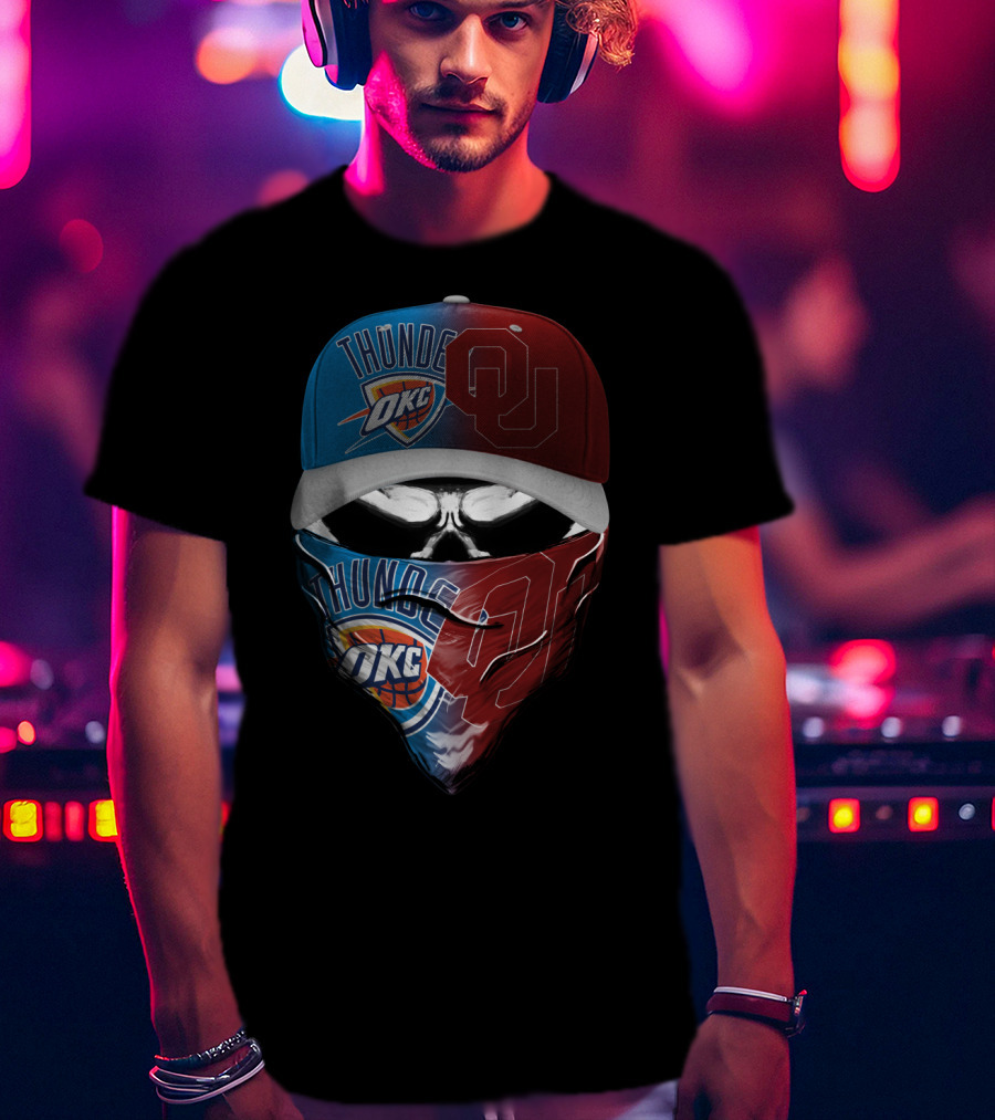 Thunder Okc Ou Cap And Bandana Combination T-Shirt