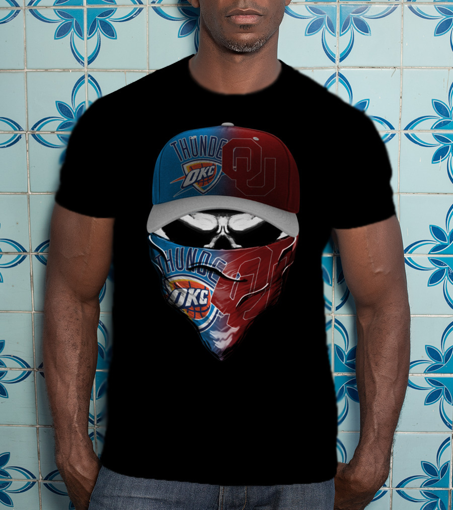 Thunder Okc Ou Cap And Bandana Combination T-Shirt