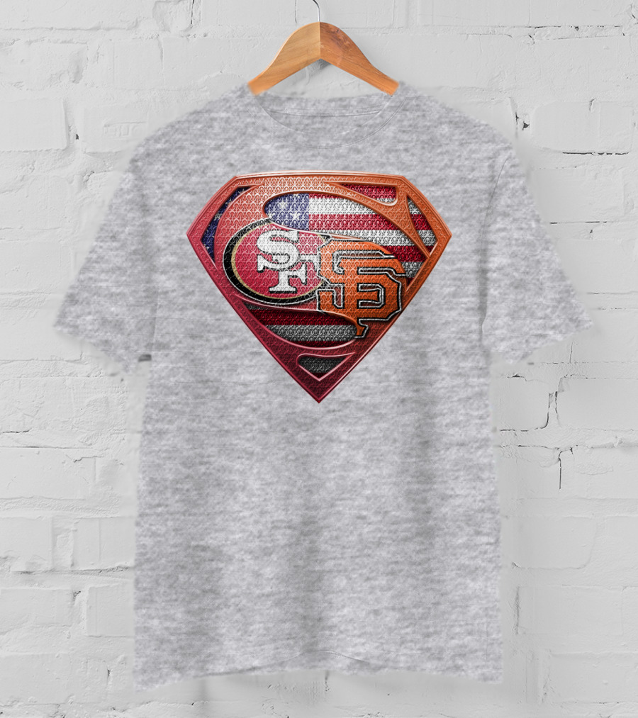 Sf 49ers Sf Giants Superman American Flag T-Shirt