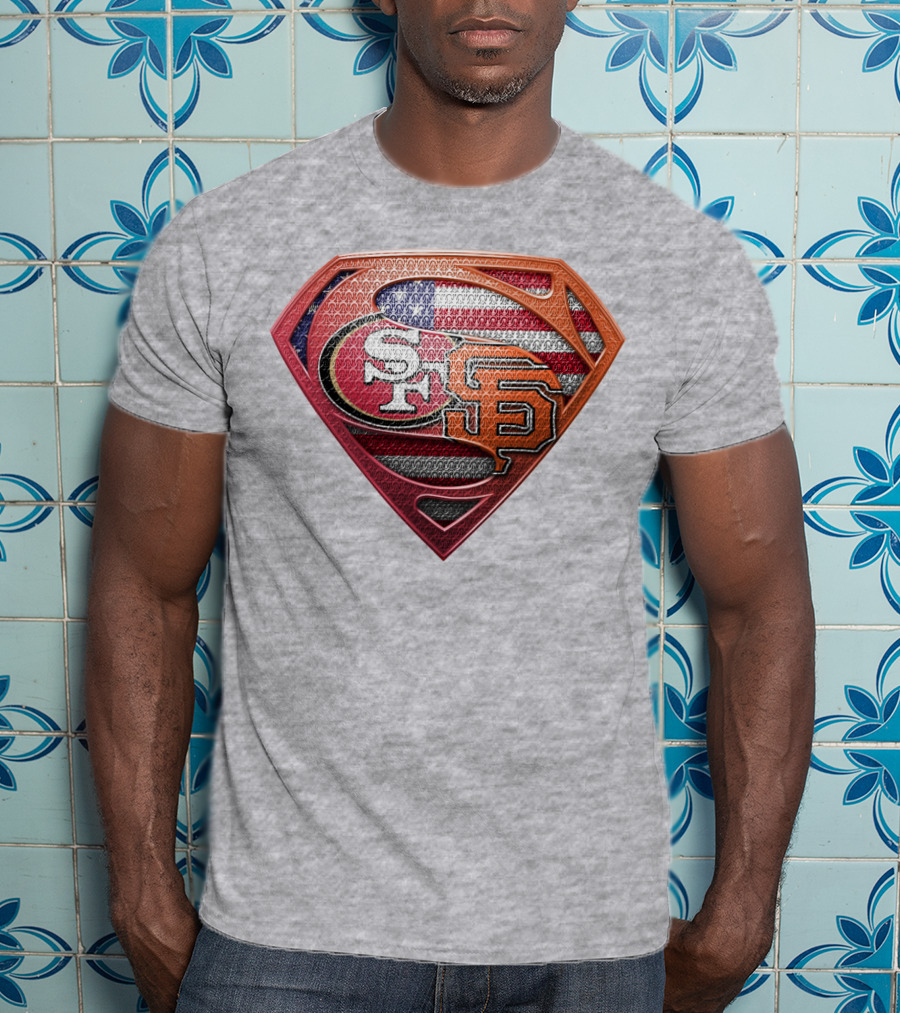 Sf 49ers Sf Giants Superman American Flag T-Shirt