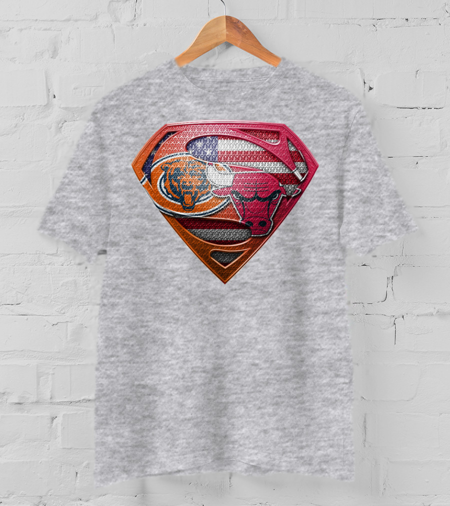 Super Symbols Collage:  Bears Bulls Usa Flag T-Shirt