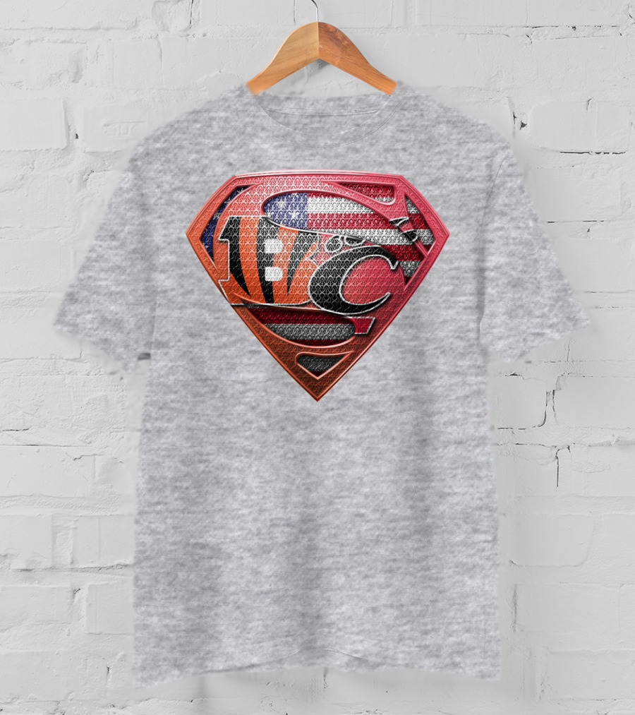 Superman Nfl Logo With American Flag Shield T-Shirt